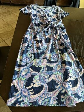 Talbots Navy Paisley Floral Tee